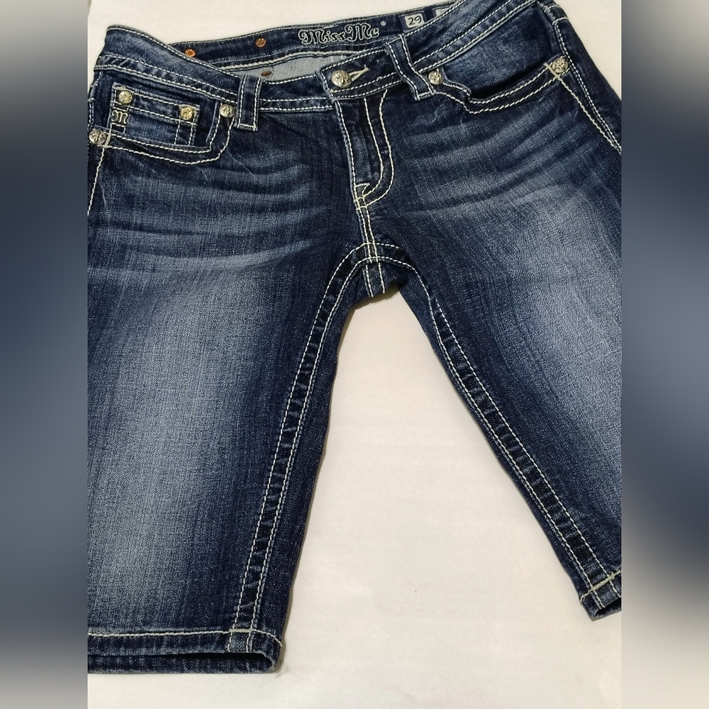 Miss Me Women's Dark Blue Bermuda Denim Shorts Size 29